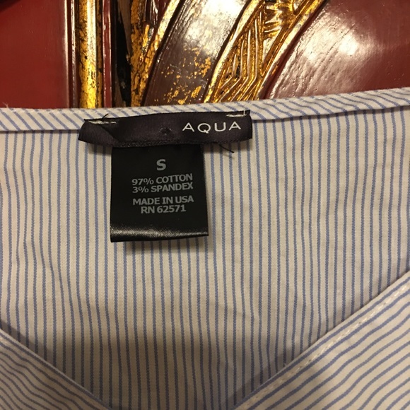 Aqua Stripe Tie-in-Front Blouse - Picture 5 of 5